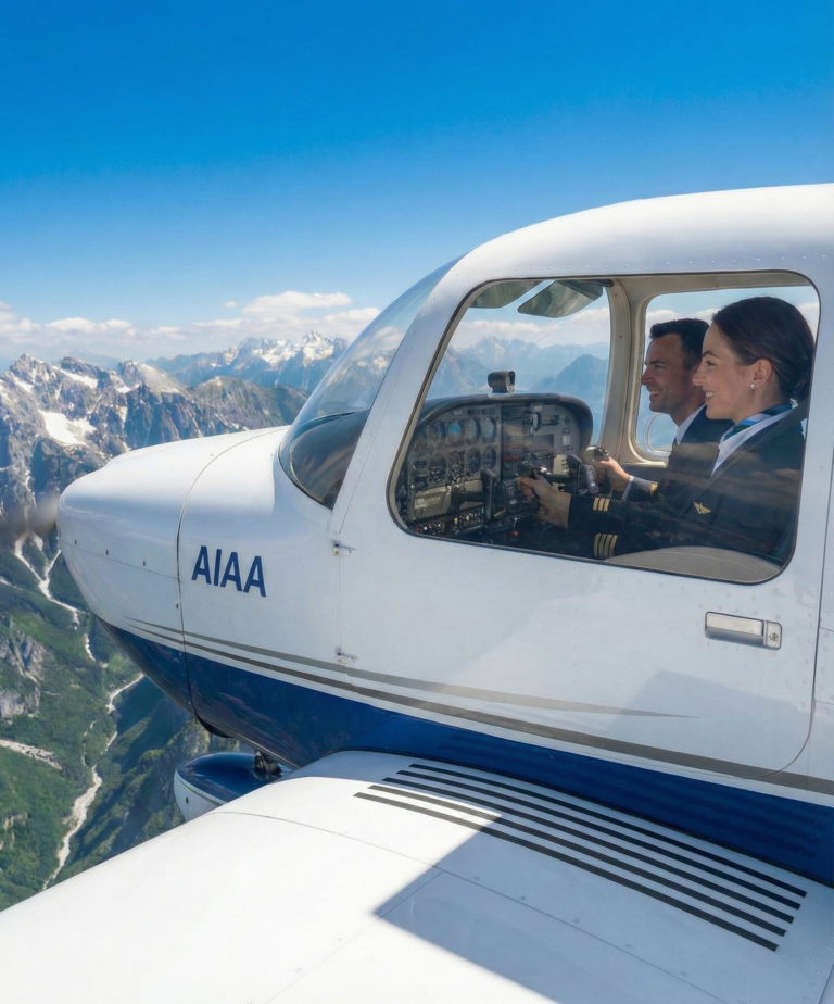 AIAA pilots flying over mountains